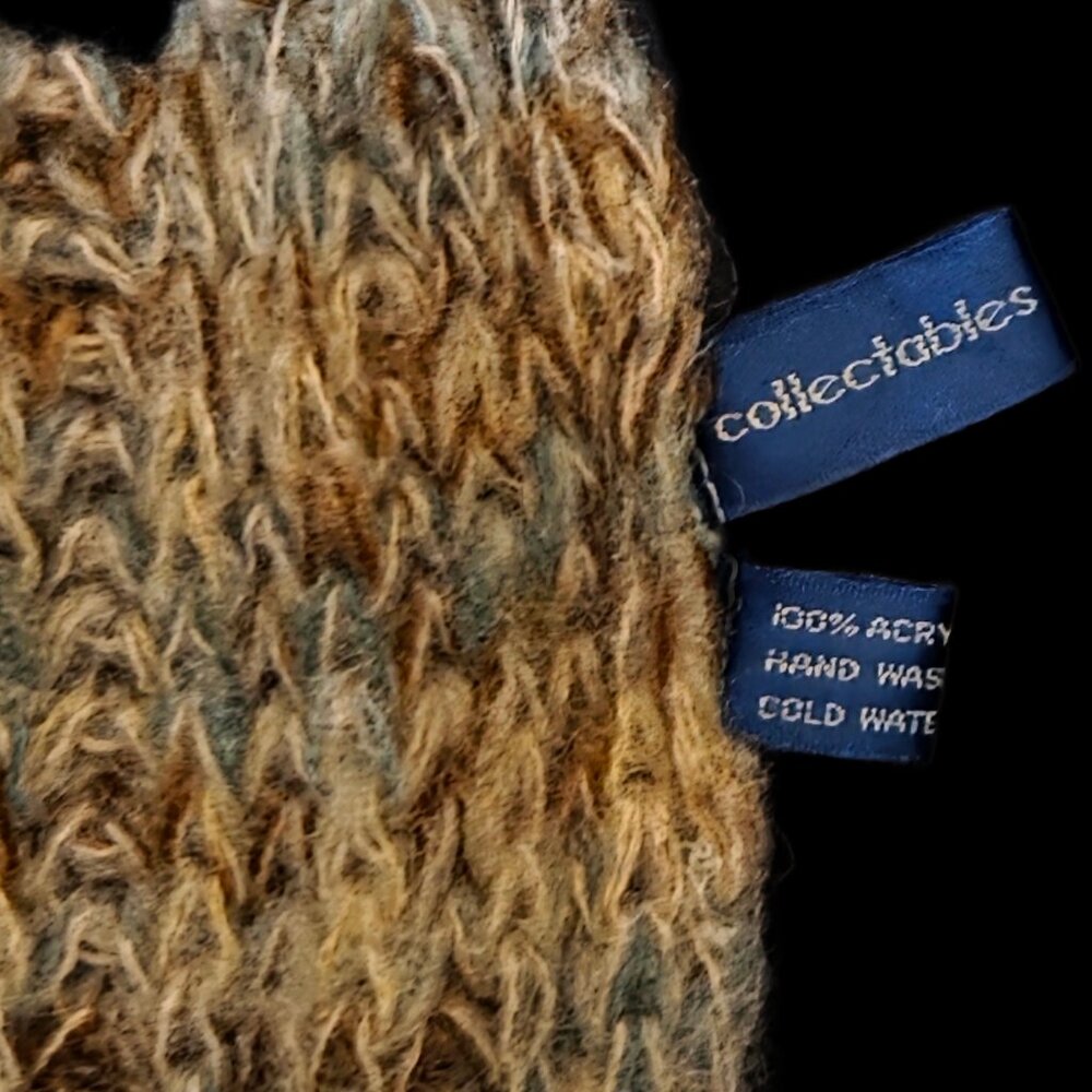 Vintage Collectables Knit Skinny Scarf - Variegated Earth Tones - Fringe